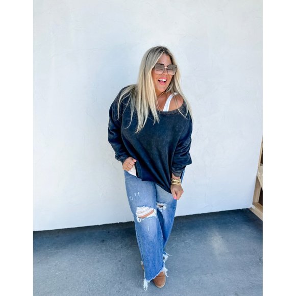 Kali Mineral Wash Sweatshirt in Black - Picture 1 of 3